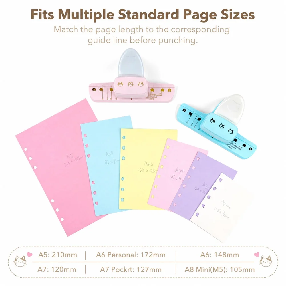 Paper Punch 3 Hole - Perforadora de papel manual con regla