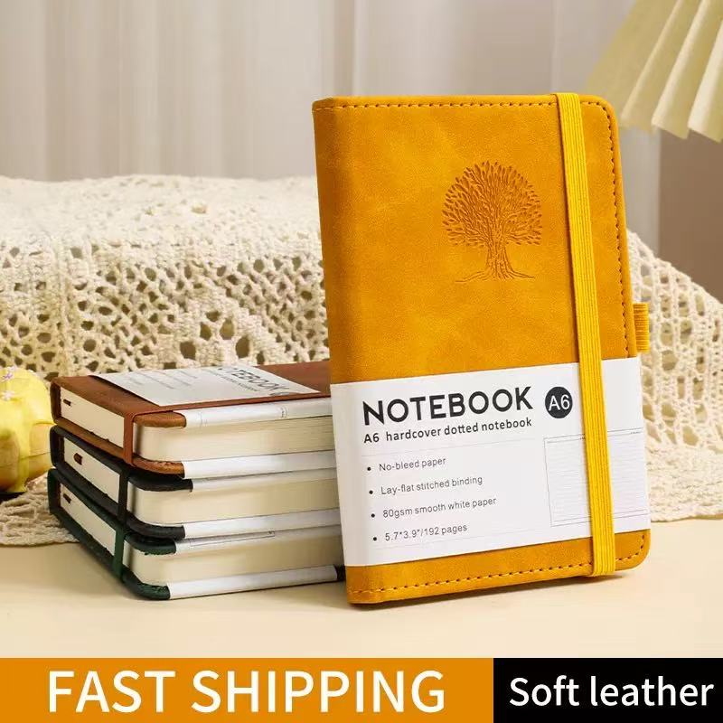 Journal Leather Hardcover - Cuaderno portátil A6, diario de piel